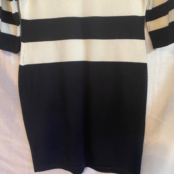 Pink Rose Black and White Striped Sweater  Dress Ladies L - Picture 11 of 12